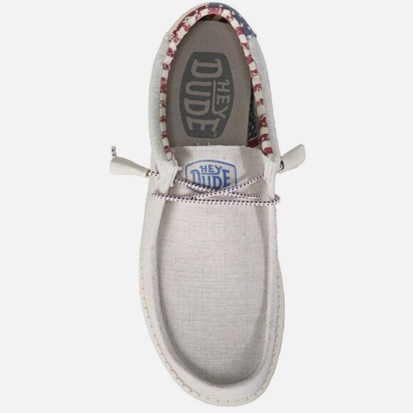 Hey Dude Wally Off White Patriotic Mens Size 11 Lightweight - New No Box